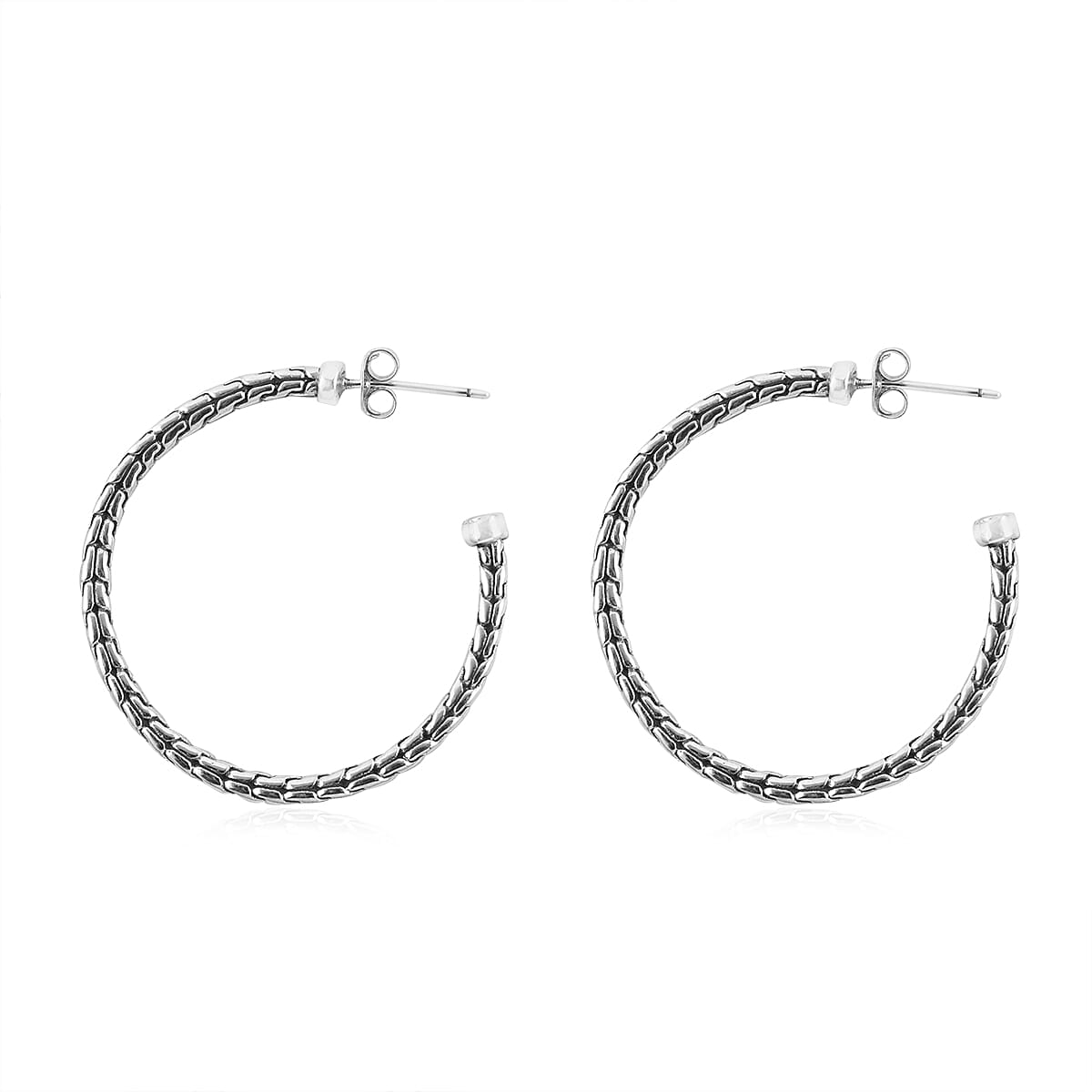 Bali Legacy Sterling Silver Padian Hoop Earrings 10.75 Grams image number 3