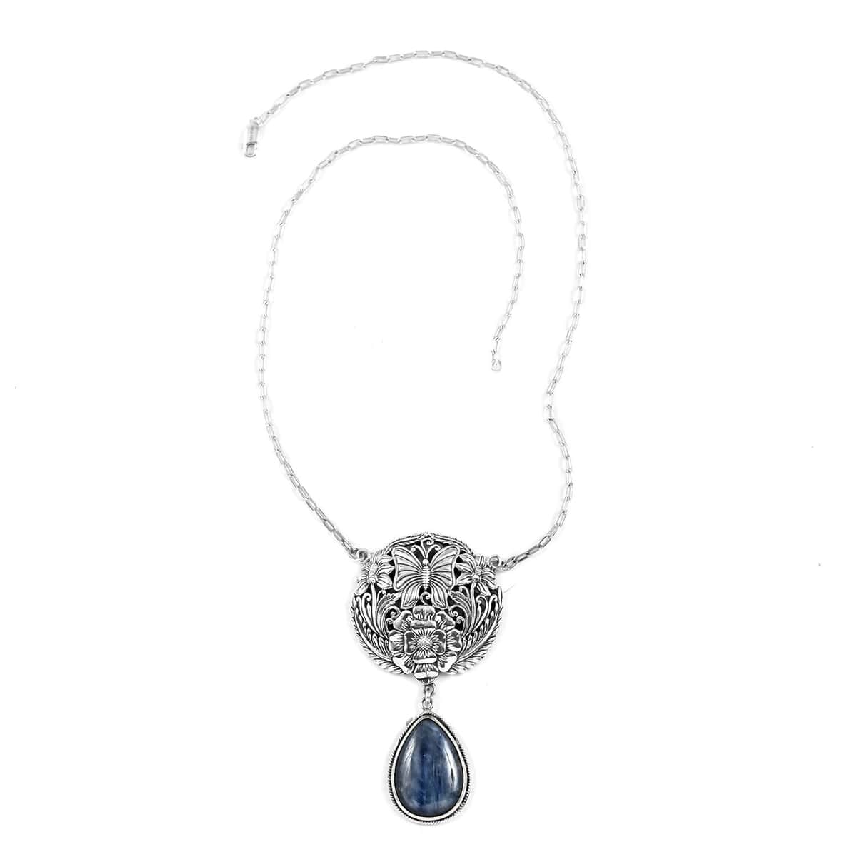 Bali Legacy Himalayan Kyanite Floral and Butterfly Necklace 18 Inches in Sterling Silver 21.00 ctw image number 3