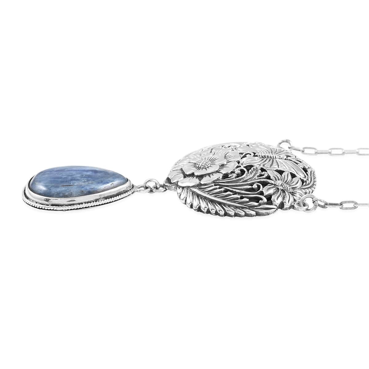 Bali Legacy Himalayan Kyanite Floral and Butterfly Necklace 18 Inches in Sterling Silver 21.00 ctw image number 4