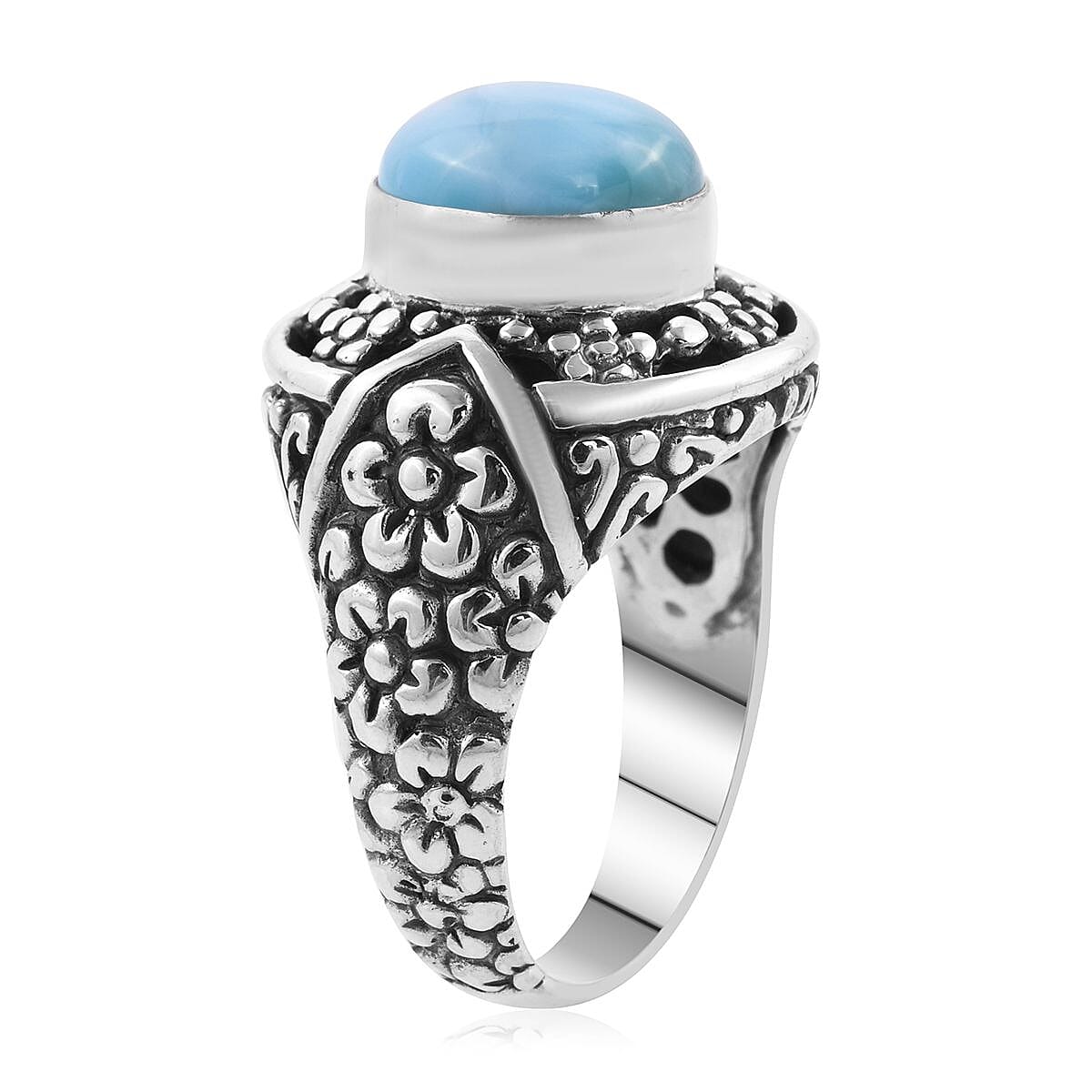 Bali Legacy Larimar Ring in Sterling Silver (Size 7.0) 7 Grams 5.50 ctw image number 3