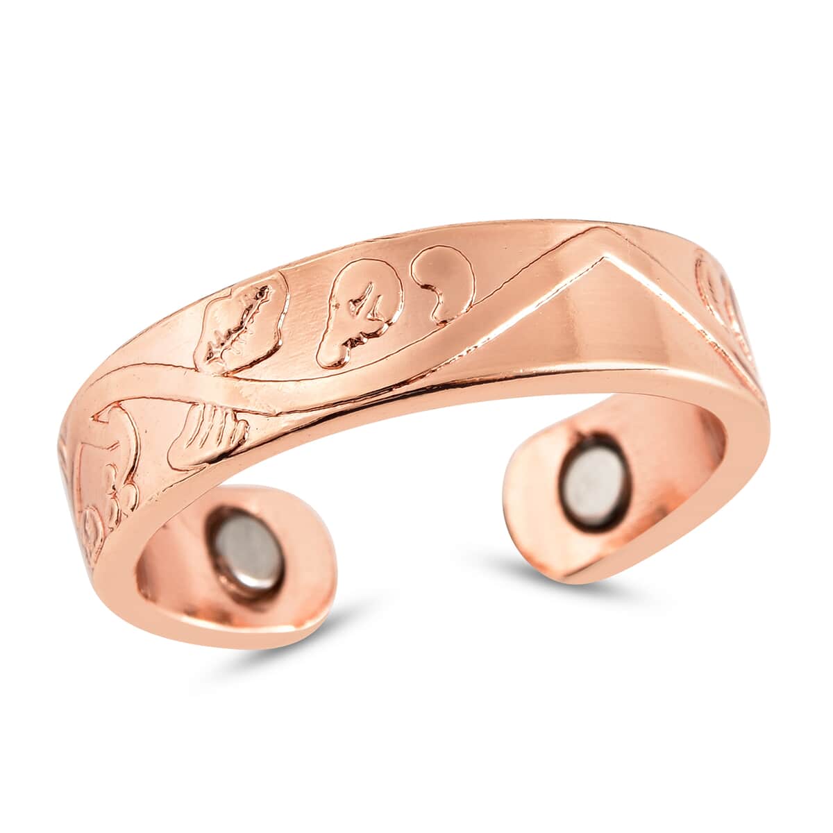 Magnetic By Design Floral Vine Pattern Open Shank Ring in Rosetone (Fits Sizes 6-8) image number 0