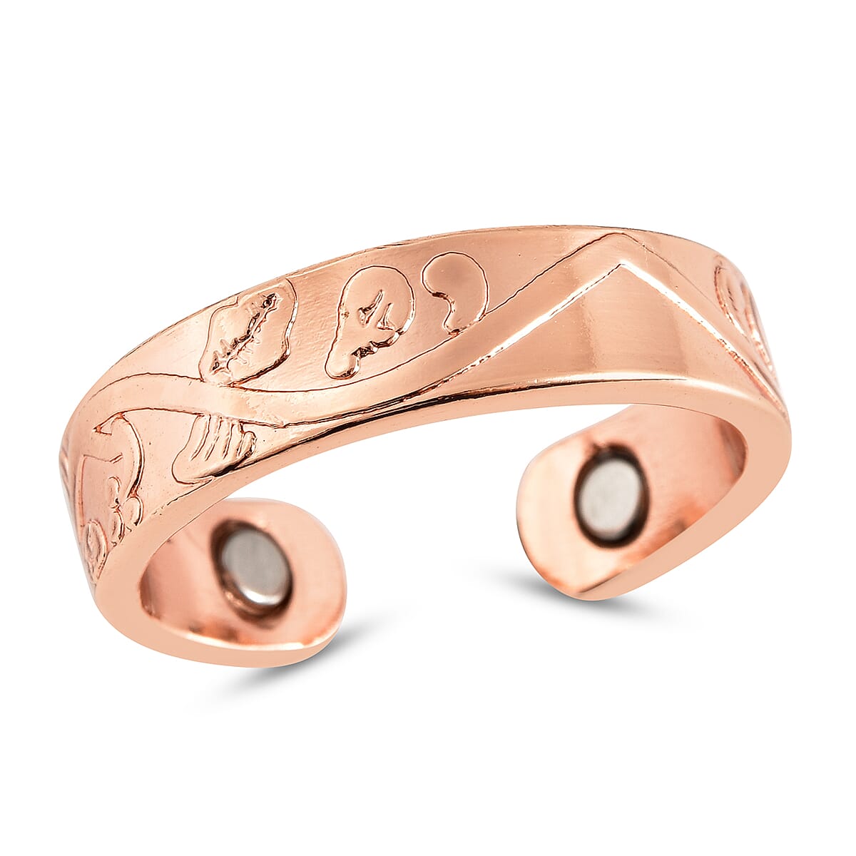 Magnetic By Design Floral Vine Pattern Open Shank Ring in Rosetone (Fits Sizes 6-8) image number 0