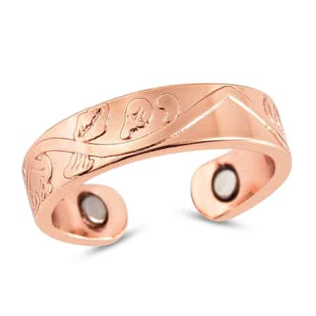 Magnetic By Design Floral Vine Pattern Open Shank Ring in Rosetone (Fits Sizes 6-8) image number 0