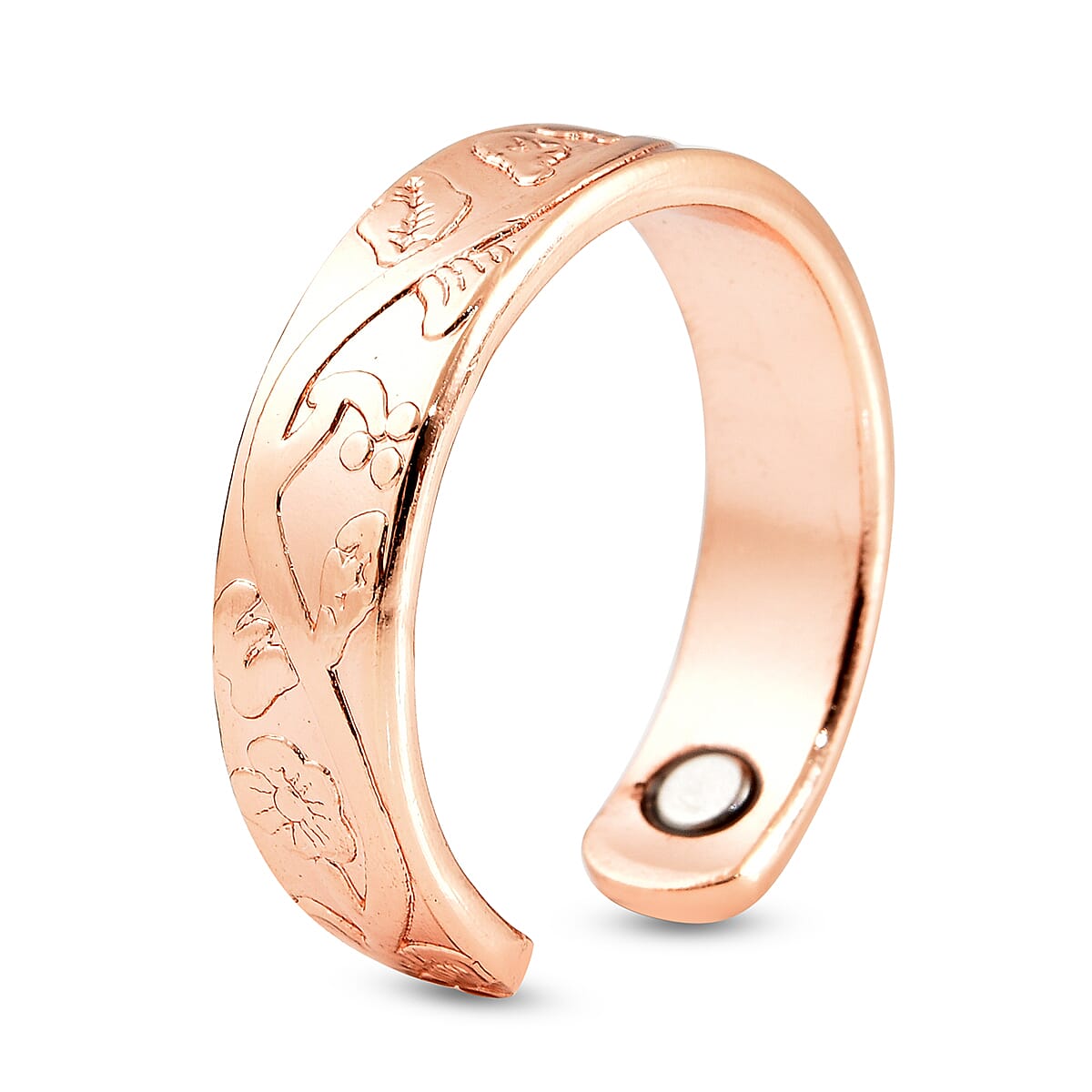 Magnetic By Design Floral Vine Pattern Open Shank Ring in Rosetone (Fits Sizes 6-8)