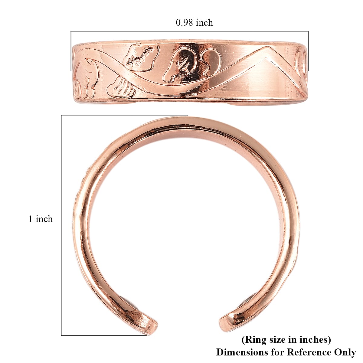 Magnetic By Design Floral Vine Pattern Open Shank Ring in Rosetone (Fits Sizes 6-8)