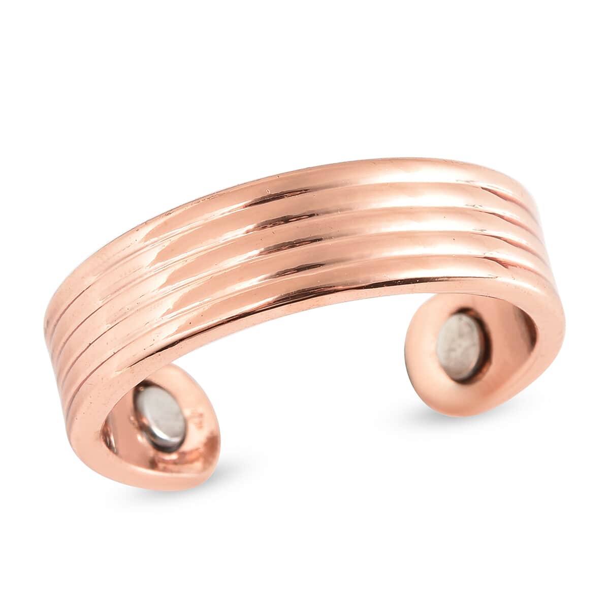 Magnetic By Design Striped Pattern Open Shank Open Ring in Rosetone (Fits Sizes 6-8) image number 0