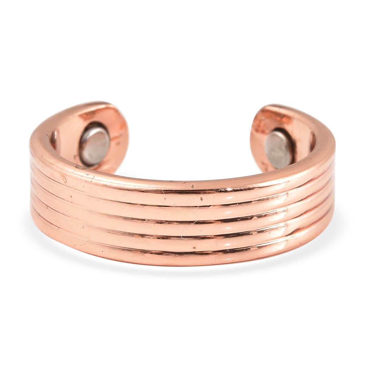 Magnetic By Design Striped Pattern Open Shank Open Ring in Rosetone (Fits Sizes 6-8) image number 3