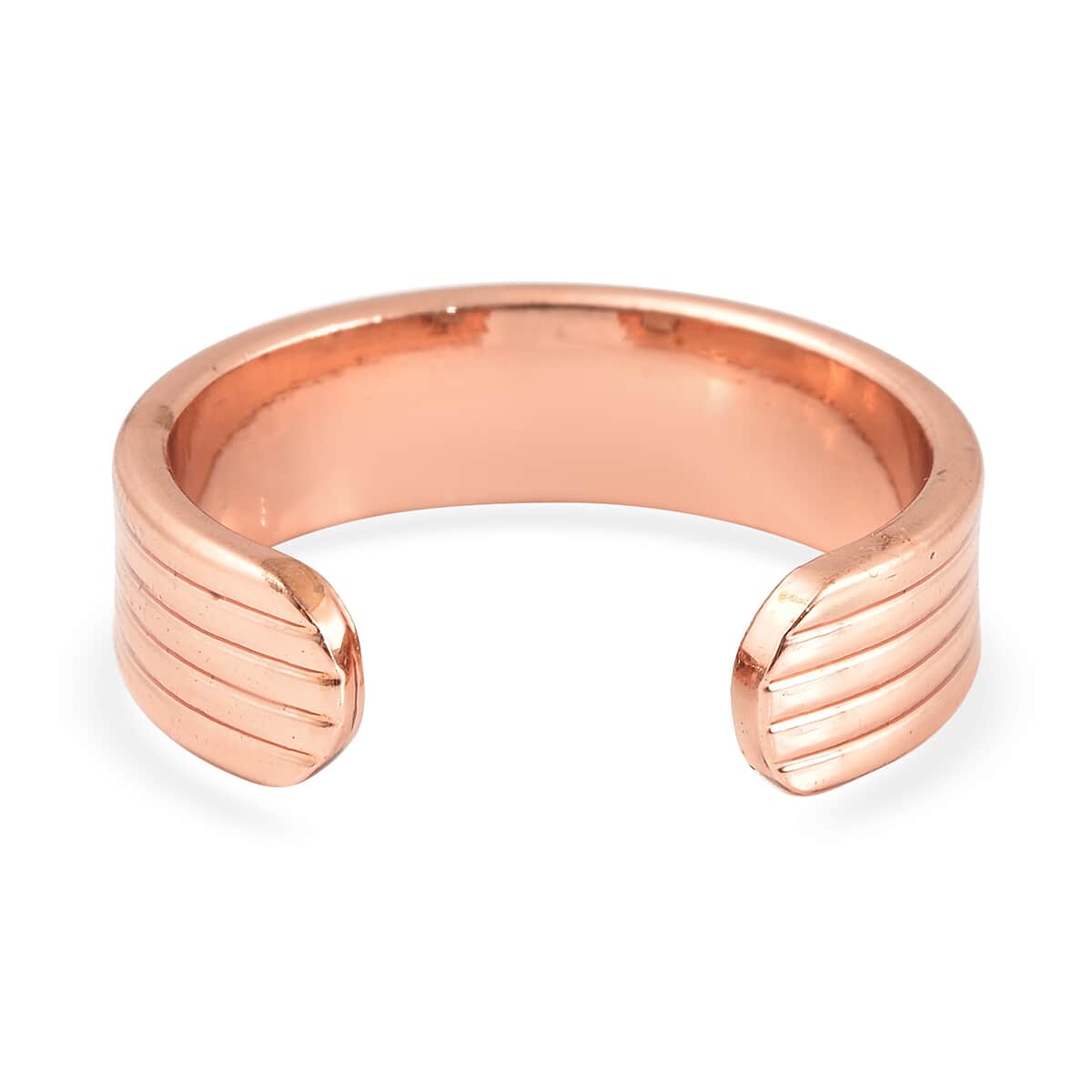 Magnetic By Design Striped Pattern Open Shank Open Ring in Rosetone (Fits Sizes 6-8) image number 4