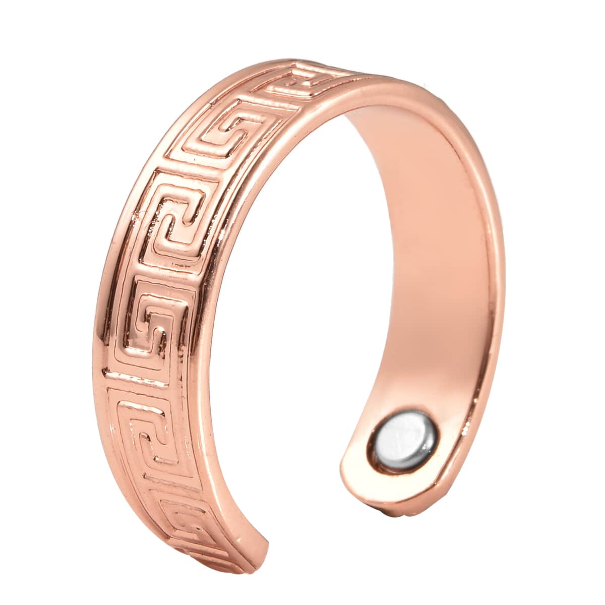 Magnetic By Design Greek Key Pattern Open Shank Ring in Rosetone (Fits Sizes 6-8) image number 4