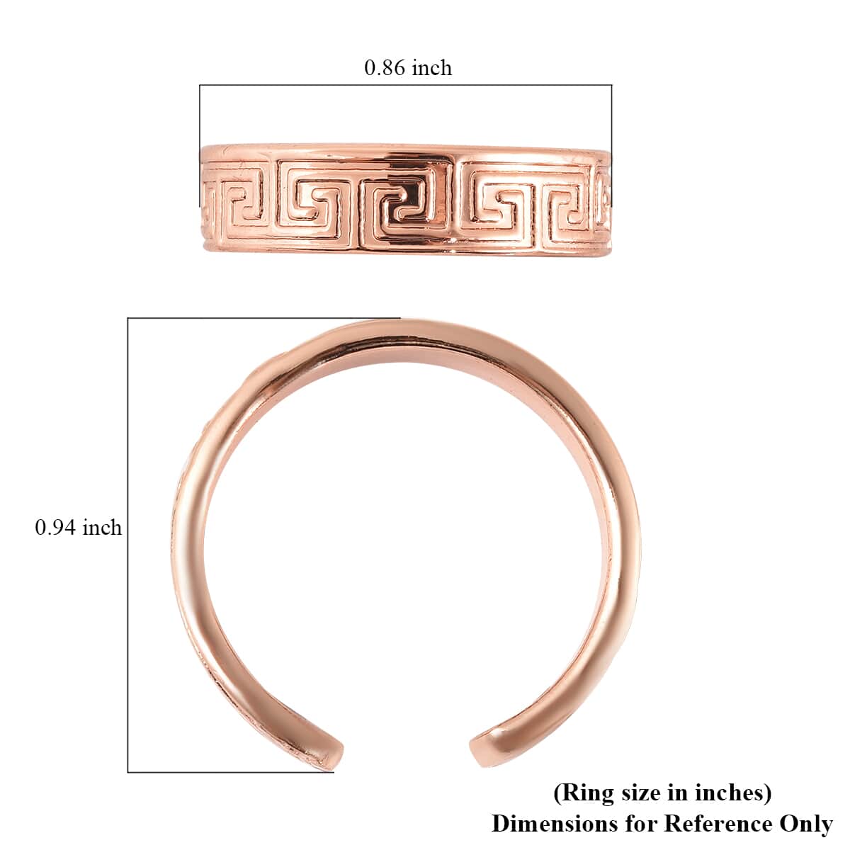 Magnetic By Design Greek Key Pattern Open Shank Ring in Rosetone (Fits Sizes 6-8) image number 6