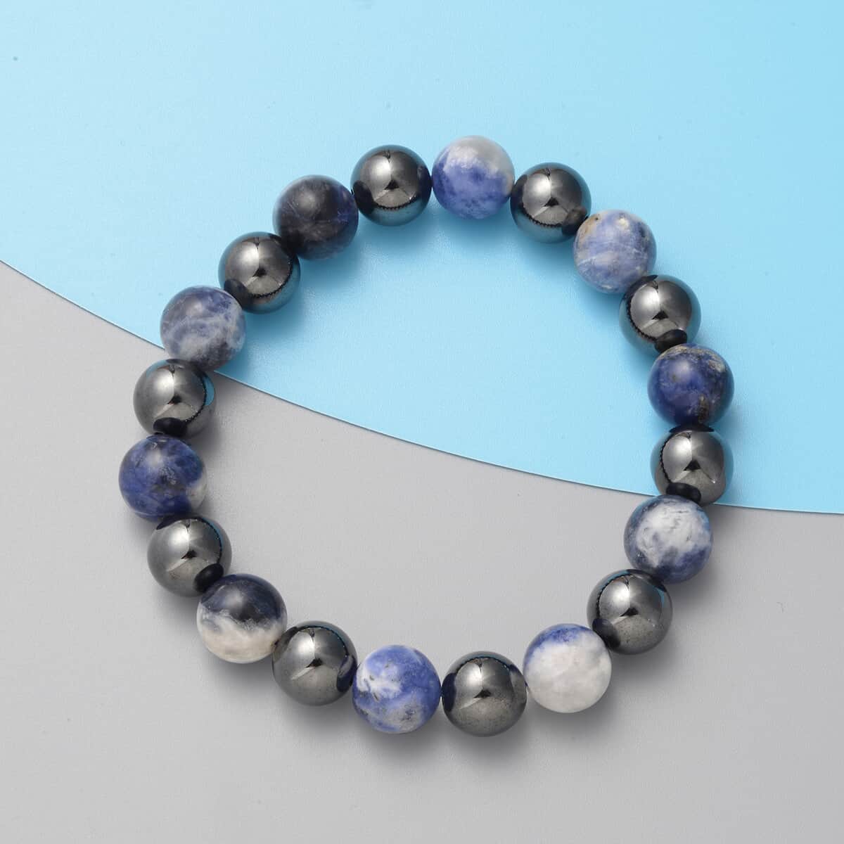 Magnetic By Design Sodalite, Magnetised Hematite Beaded Stretch Bracelet 202.00 ctw image number 1