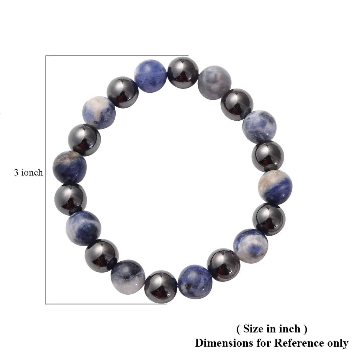 Magnetic By Design Sodalite, Magnetised Hematite Beaded Stretch Bracelet 202.00 ctw image number 2