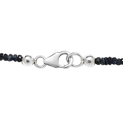 Shades of Blue Sapphire Beaded Necklace 20 Inches in Platinum Over Sterling Silver 55.00 ctw