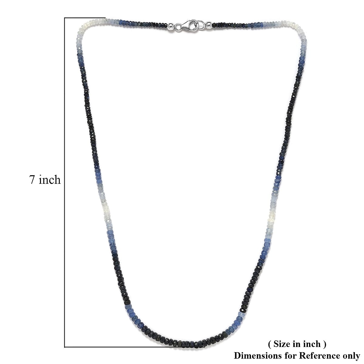 Shades of Blue Sapphire Beaded Necklace 20 Inches in Platinum Over Sterling Silver 55.00 ctw image number 5