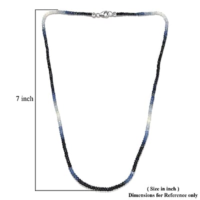 Shades of Blue Sapphire Beaded Necklace 20 Inches in Platinum Over Sterling Silver 55.00 ctw