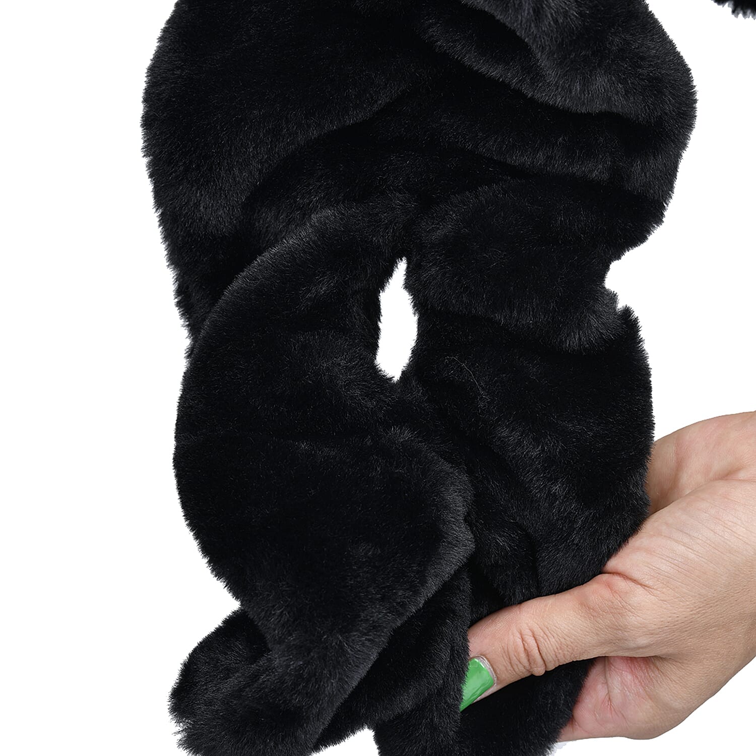 Passage Black Faux Fur Polyester Scarf