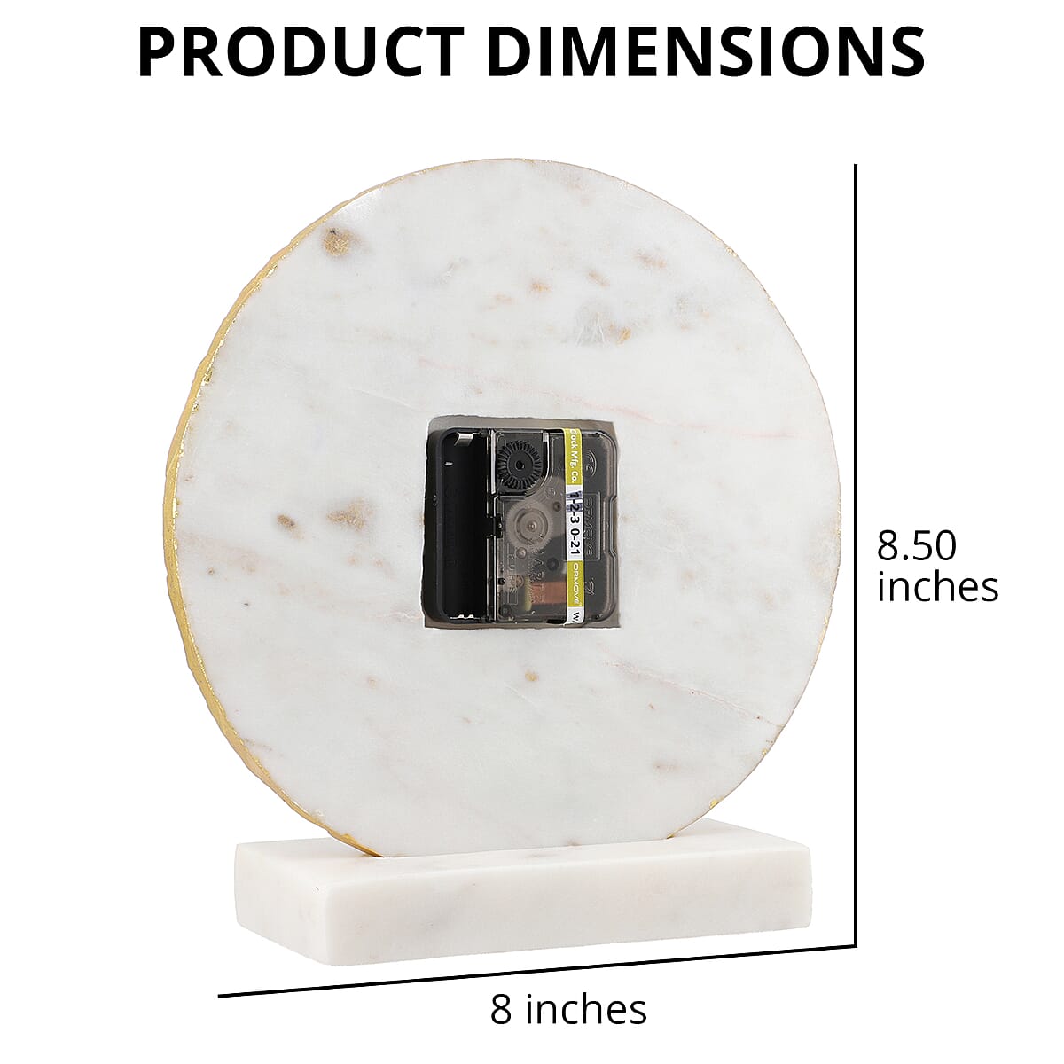 Marble Table Clock with marble stand with Gold foiling image number 4
