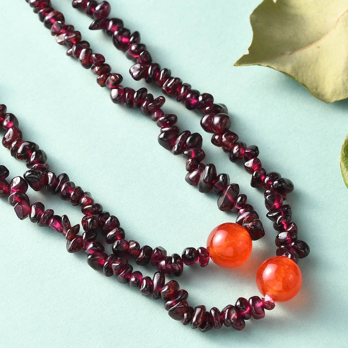 Red Agate, Orissa Rhodolite Garnet Chips Endless Necklace 36 Inches 266.80 ctw image number 1