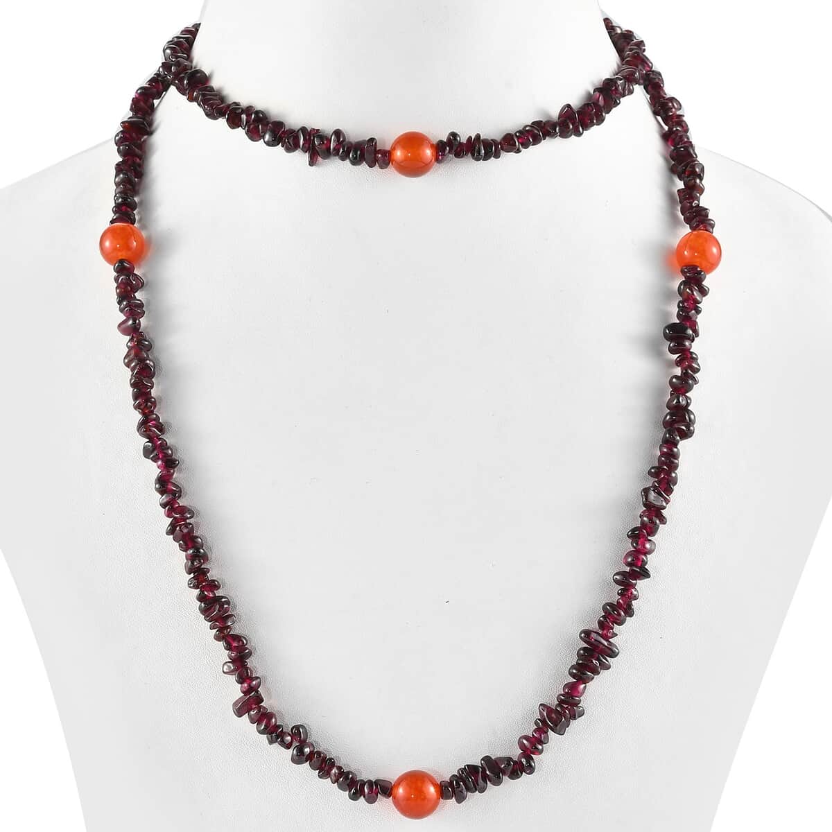 Red Agate, Orissa Rhodolite Garnet Chips Endless Necklace 36 Inches 266.80 ctw image number 2