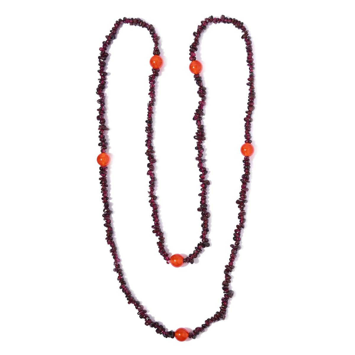 Red Agate, Orissa Rhodolite Garnet Chips Endless Necklace 36 Inches 266.80 ctw image number 3