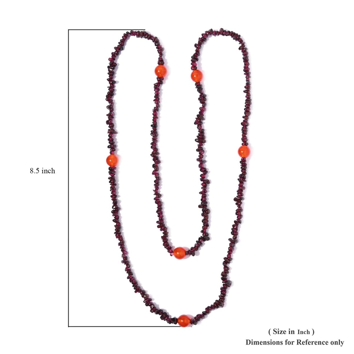 Red Agate, Orissa Rhodolite Garnet Chips Endless Necklace 36 Inches 266.80 ctw image number 4