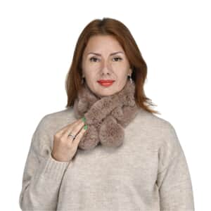 Passage Brown Faux Fur Polyester Scarf