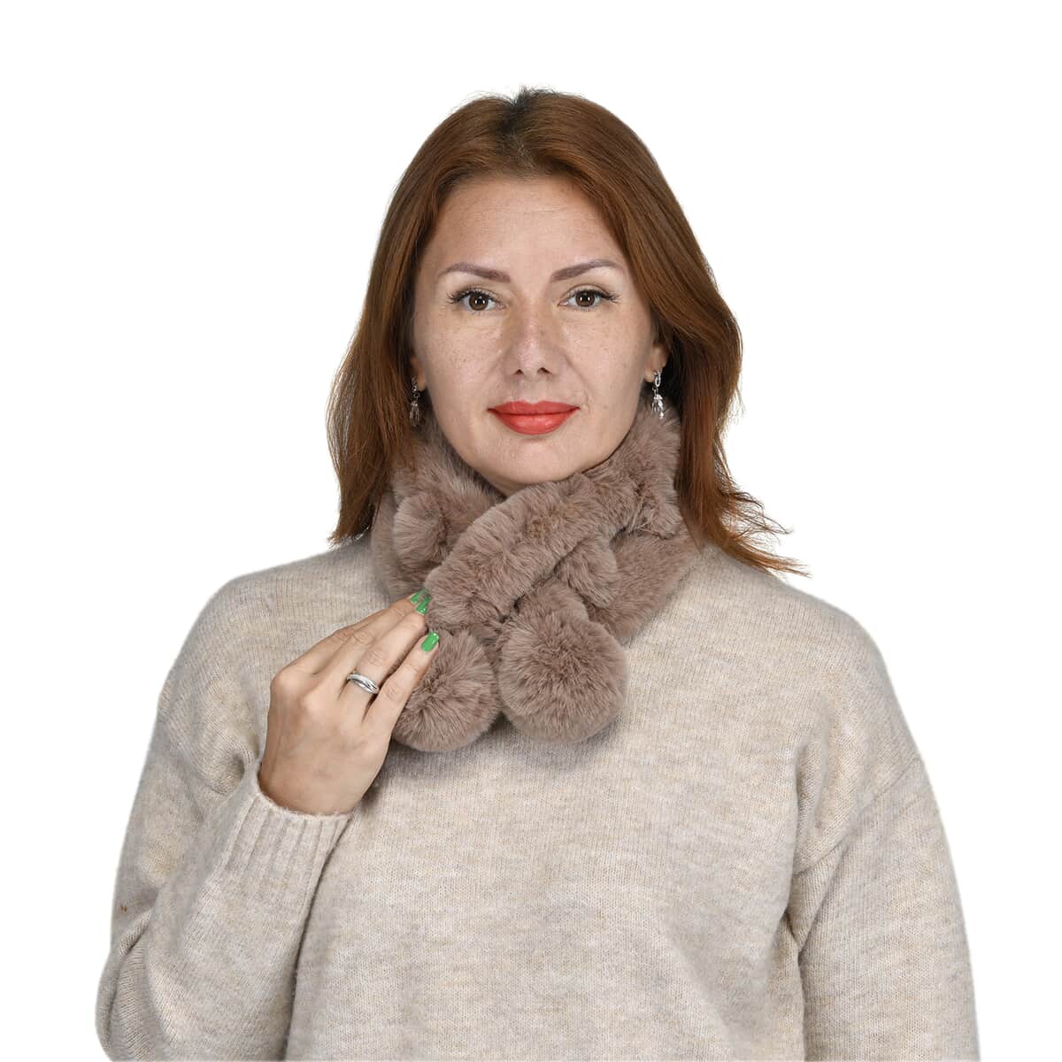 Passage Brown Faux Fur Polyester Scarf image number 0