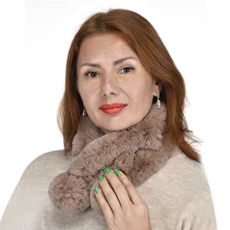 PASSAGE Brown Faux Fur Polyester Scarf (25.5"x4") image number 1
