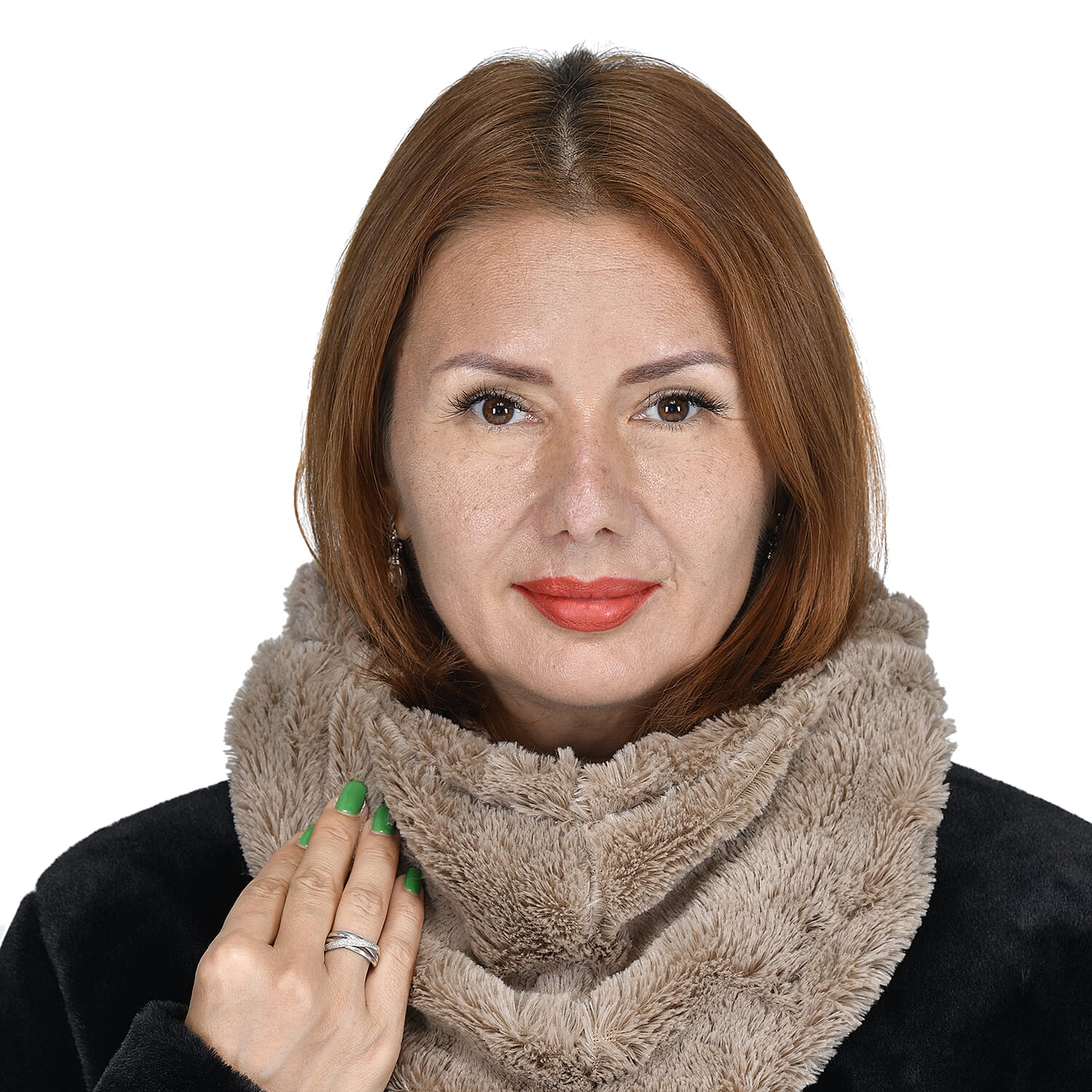 Passage 2in 1 Brown Hoodie Polyester Scarf
