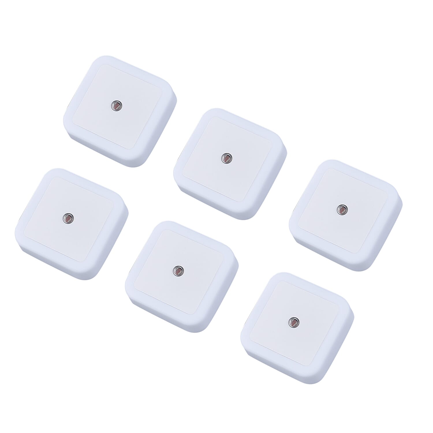 Set of 6 White Square Plug-in Night LED Light with Sensitive Light Sensor