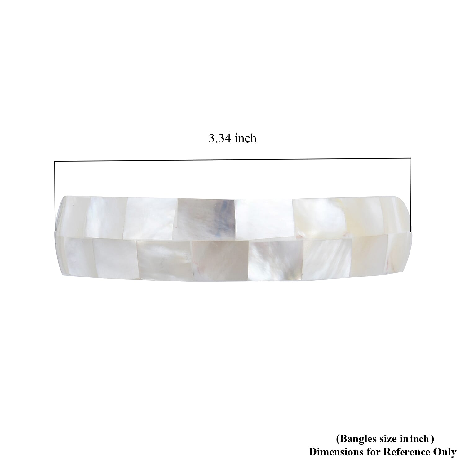 Mother of Pearl Inlay Bangle Bracelet with White Resin (8.50 in)