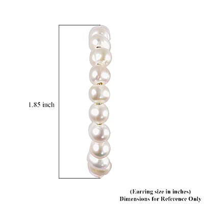 White Freshwater Pearl Half Hoop Earrings in Stainless Steel