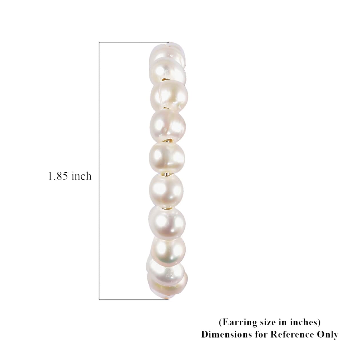 White Freshwater Pearl Half Hoop Earrings in Stainless Steel image number 4
