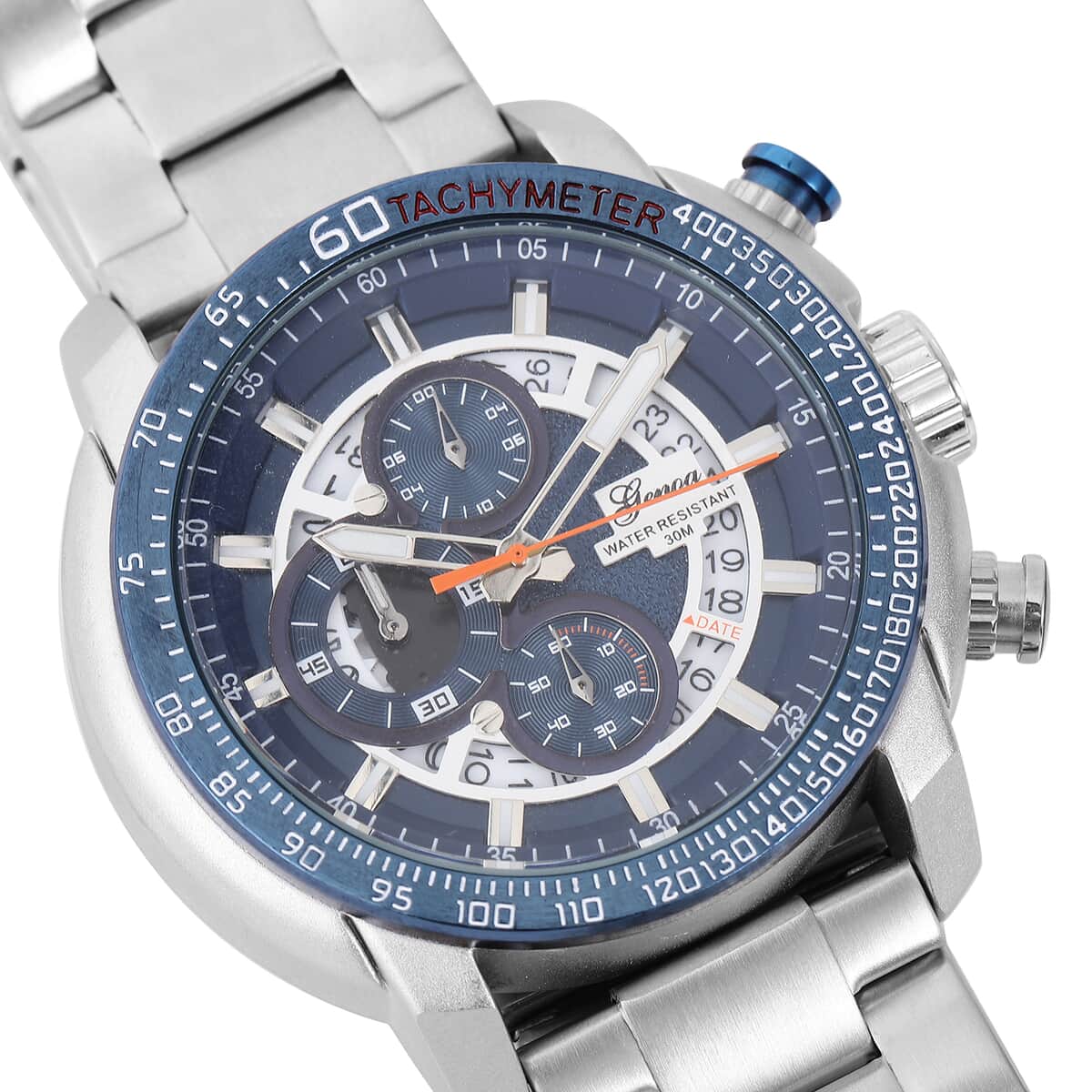 GENOA Multi-Functional Quartz Movement Watch with Blue Dial & Stainless Steel Strap (49.5 mm) image number 3