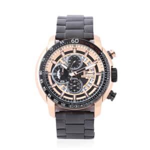 GENOA Multi-Functional Quartz Movement Watch with Black Dial & ION Plated Black Stainless Steel Strap (49.5 mm)