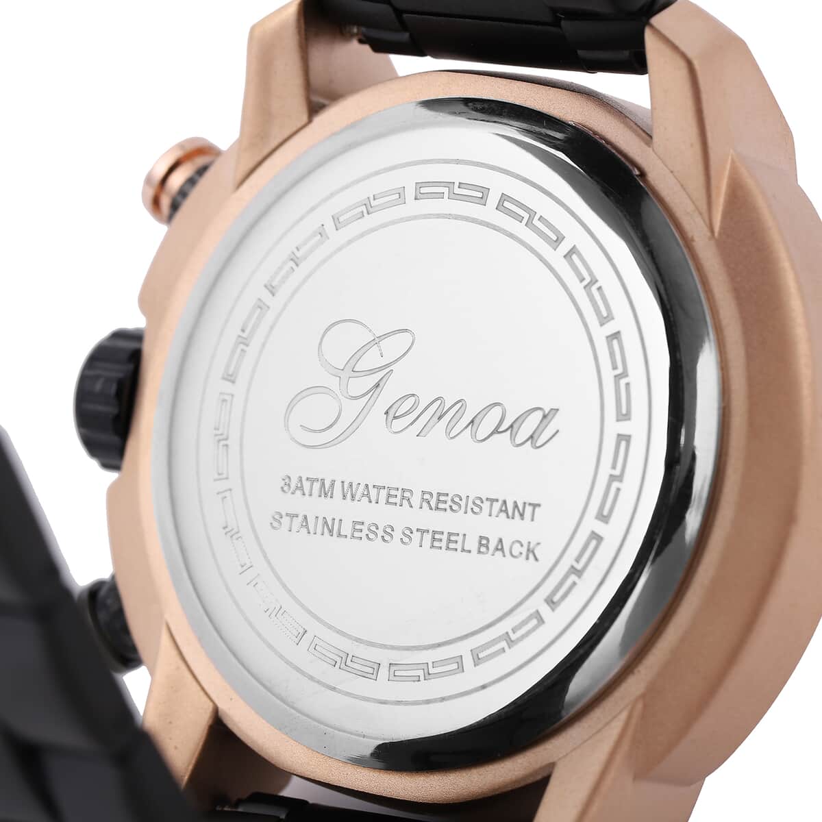 Genoa Multi-Functional Quartz Movement Watch with Black Dial & ION Plated Black Stainless Steel Strap (49.5 mm) image number 5