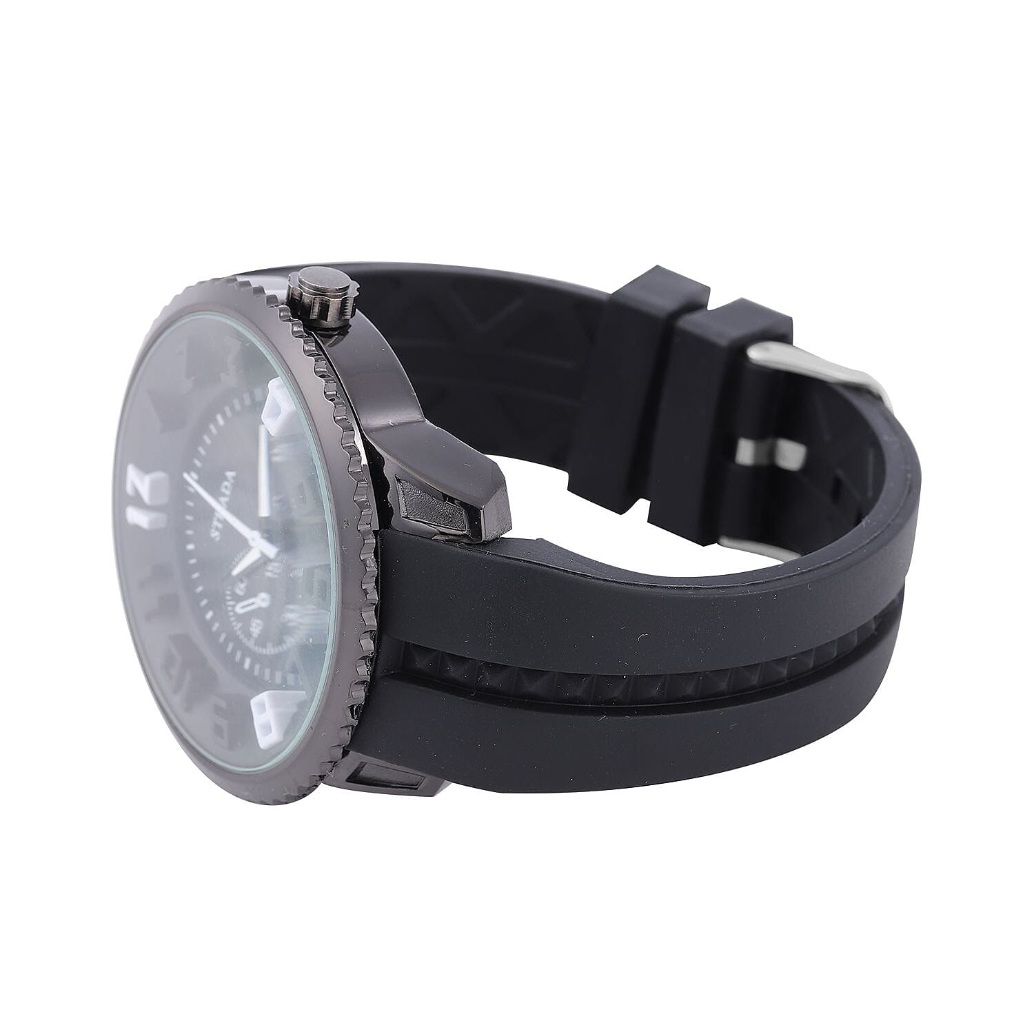 Strada Japanese Movement Sport Look Watch with Navy Blue Silicone Strap (45mm) (7.50-9.50 Inches)