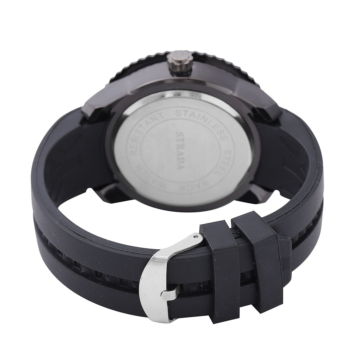 Strada Japanese Movement Sport Look Watch with Navy Blue Silicone Strap (45mm) (7.50-9.50 Inches)