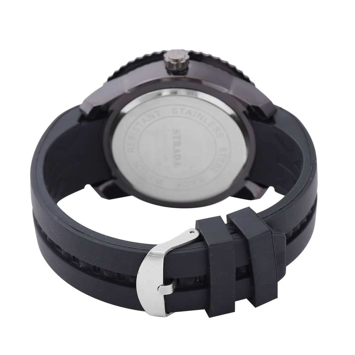 Strada Japanese Movement Sport Look Watch with Navy Blue Silicone Strap (45mm) (7.50-9.50 Inches) image number 5