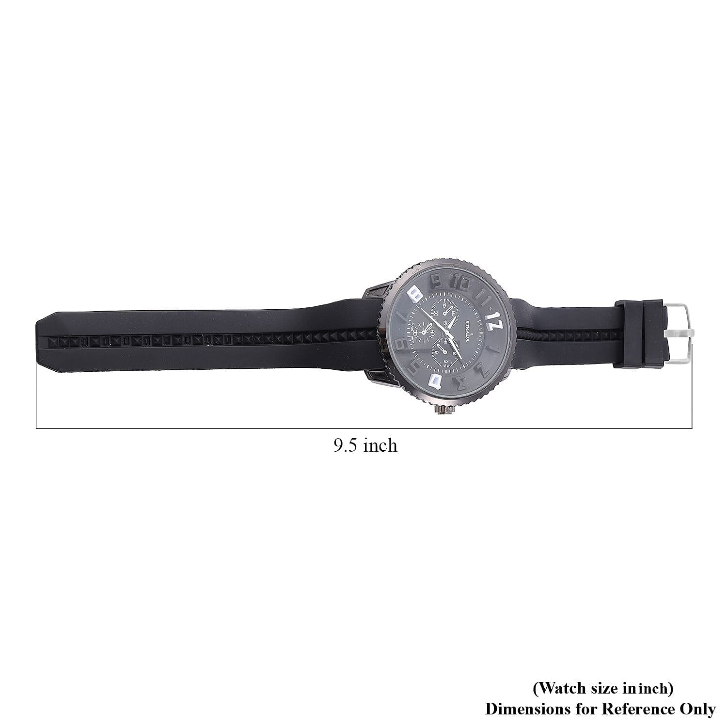 Strada Japanese Movement Sport Look Watch with Navy Blue Silicone Strap (45mm) (7.50-9.50 Inches)