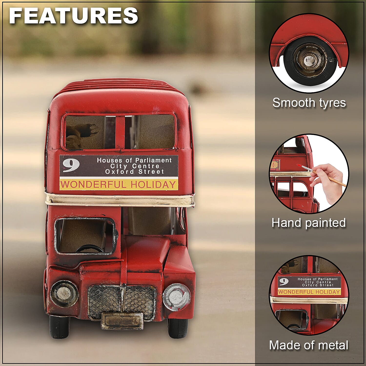 Double Decker Bus Metal Ornament