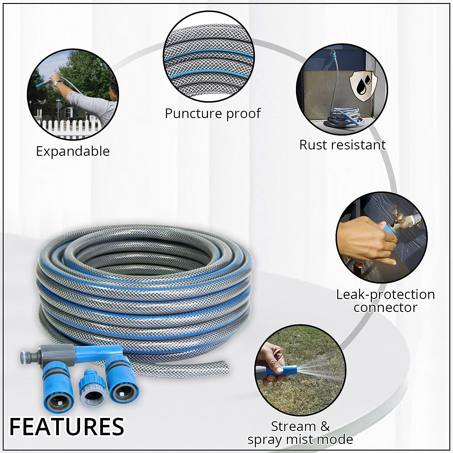 Closeout 15m Garden Hose and Connectors