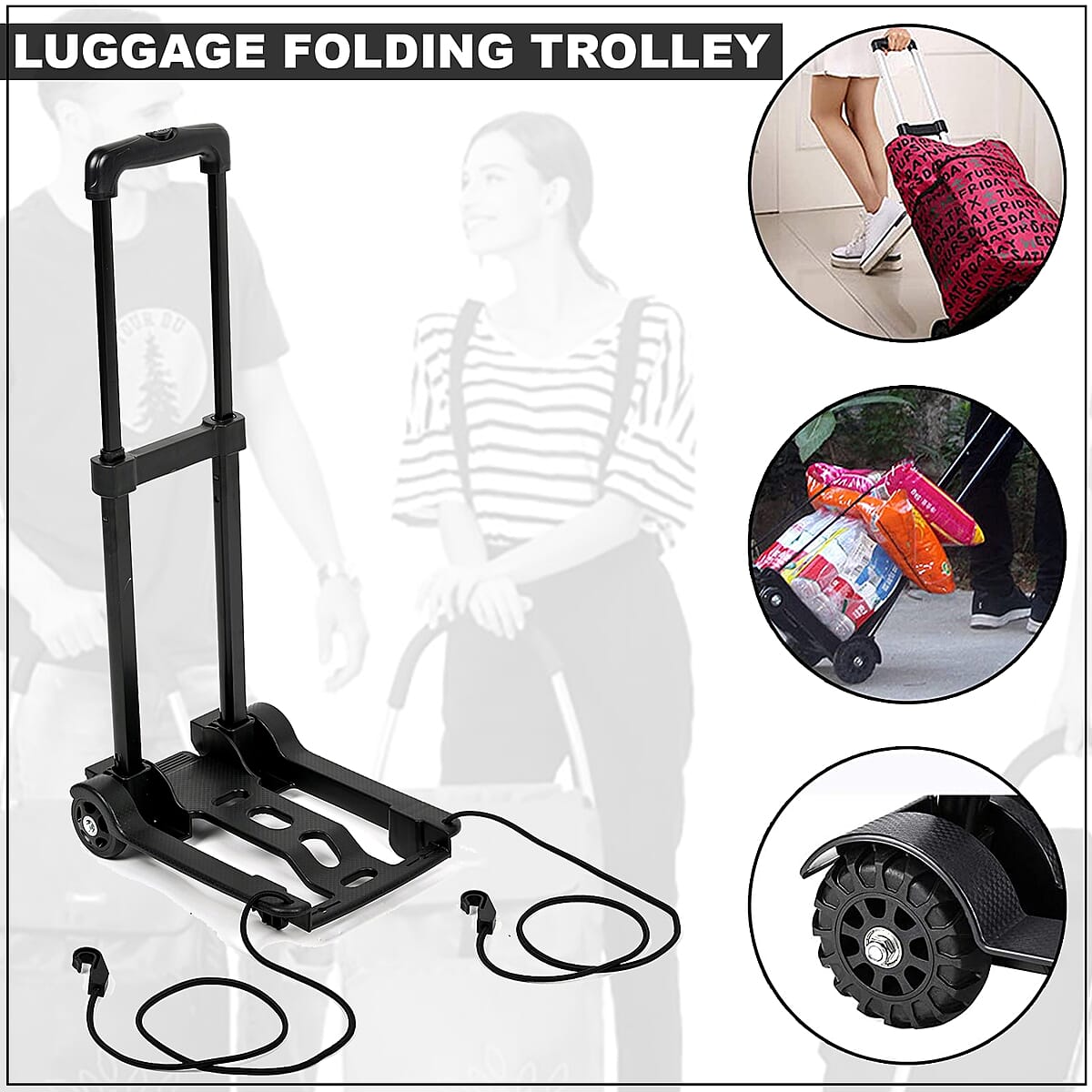 Black Luggage Folding Trolley image number 1