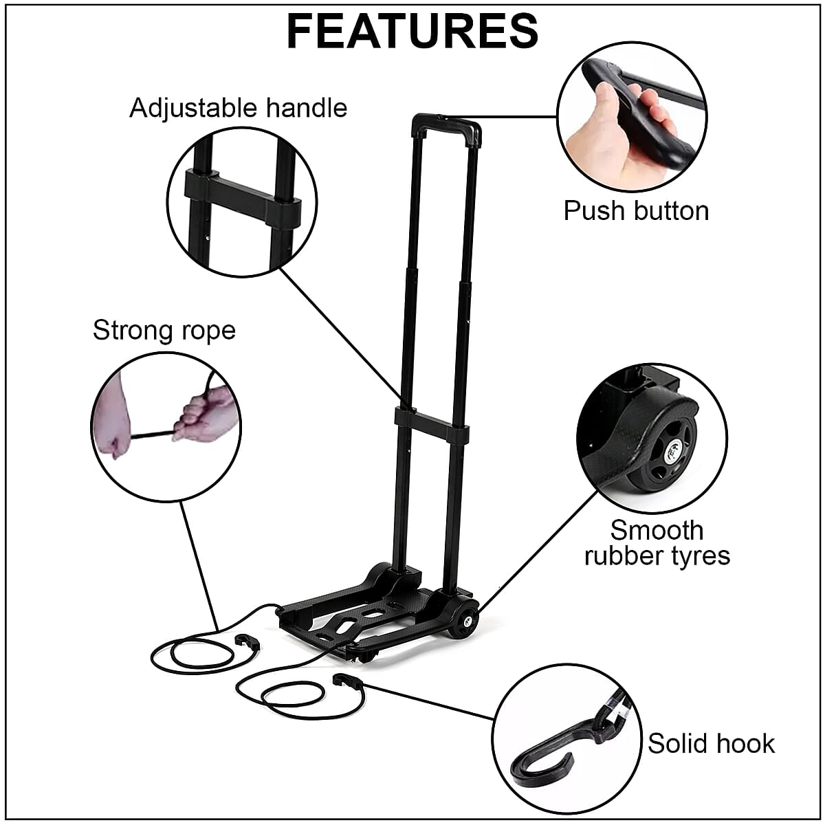 Black Luggage Folding Trolley image number 2