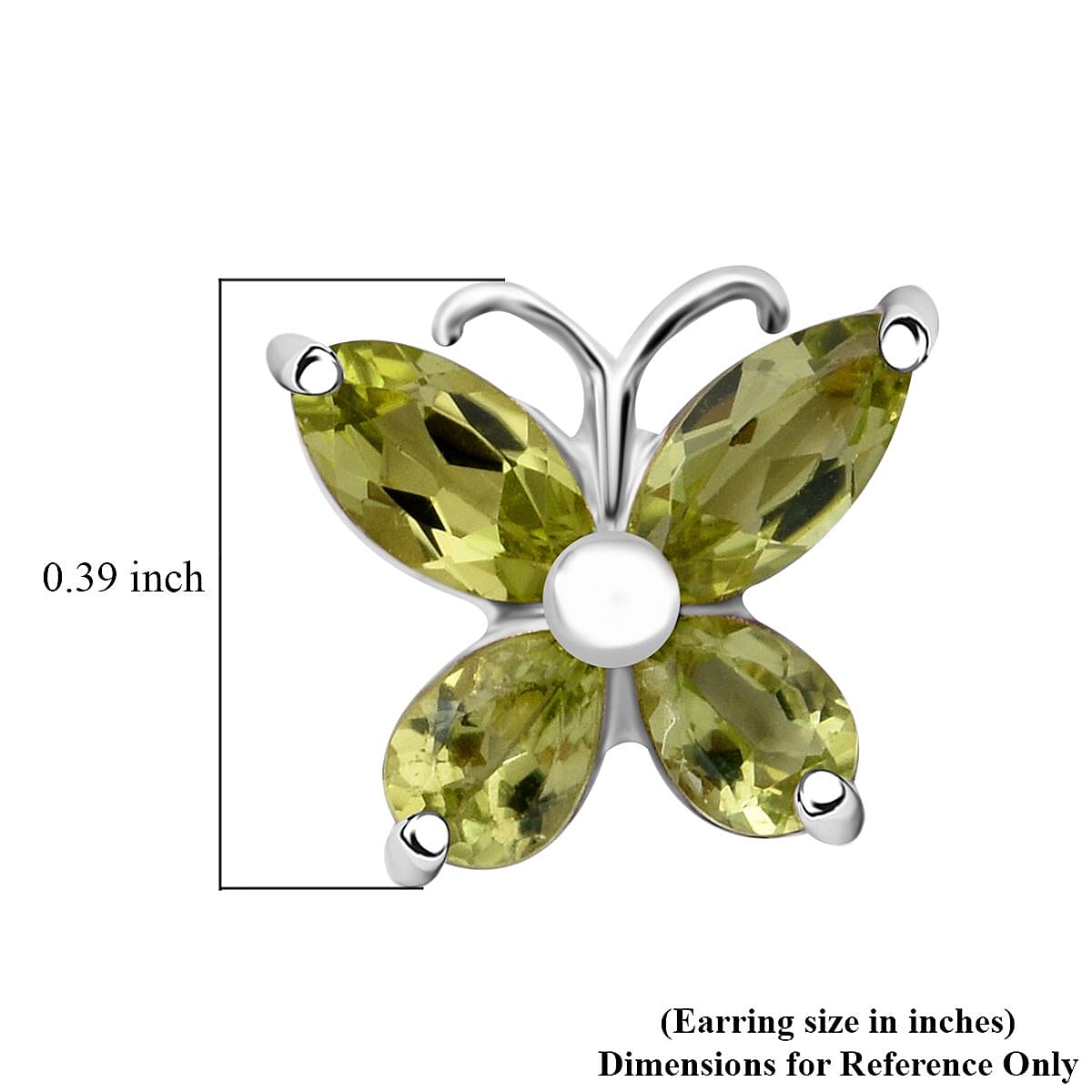 Peridot 2.20 ctw Butterfly Earrings in Platinum Over Sterling Silver 