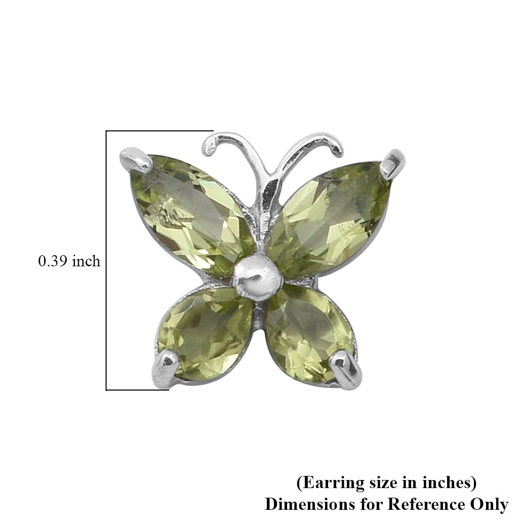 Peridot 2.20 ctw Butterfly Earrings in Platinum Over Sterling Silver 
