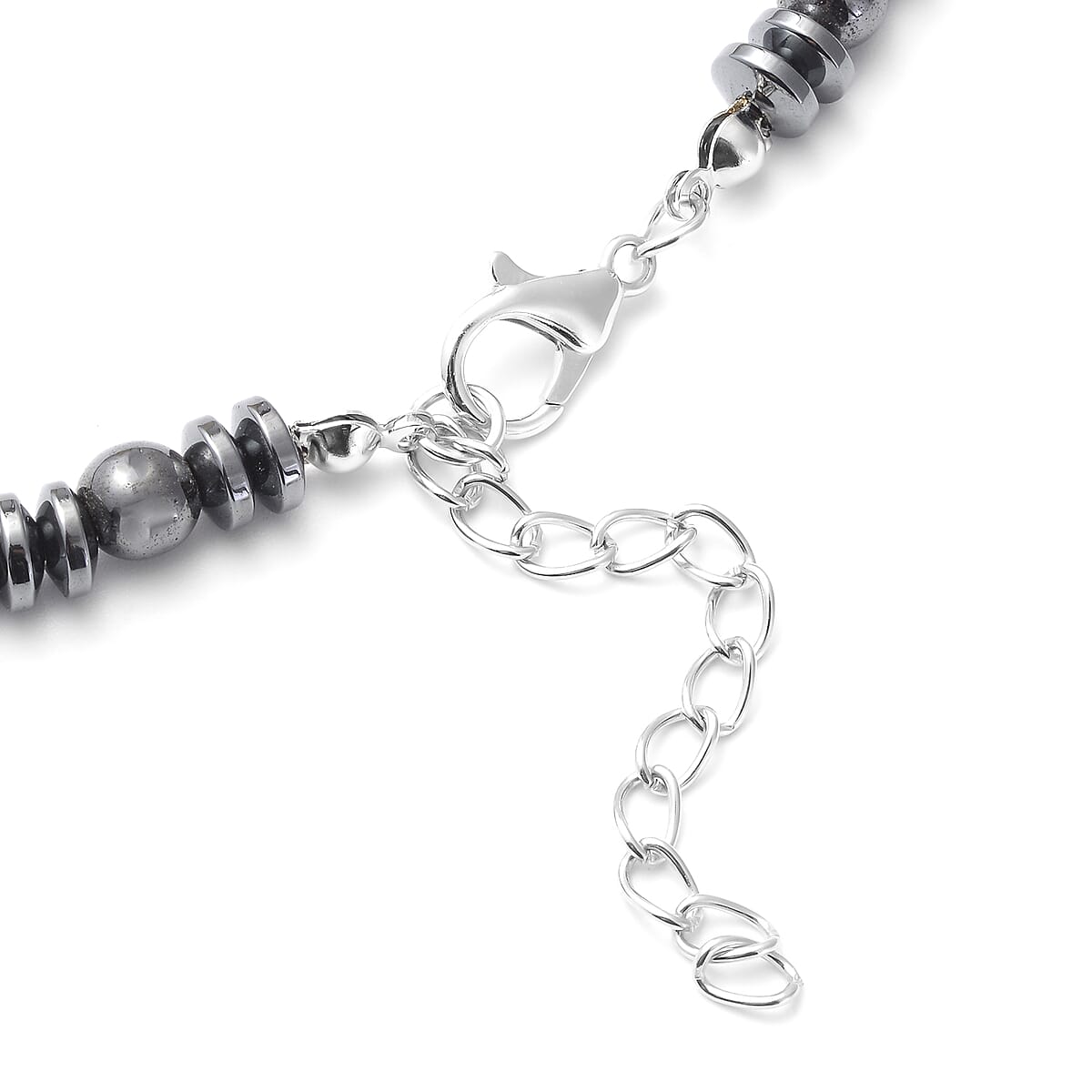 Magnetic By Design Magnetized Hematite Beaded Necklace 20 Inches in Silvertone image number 2