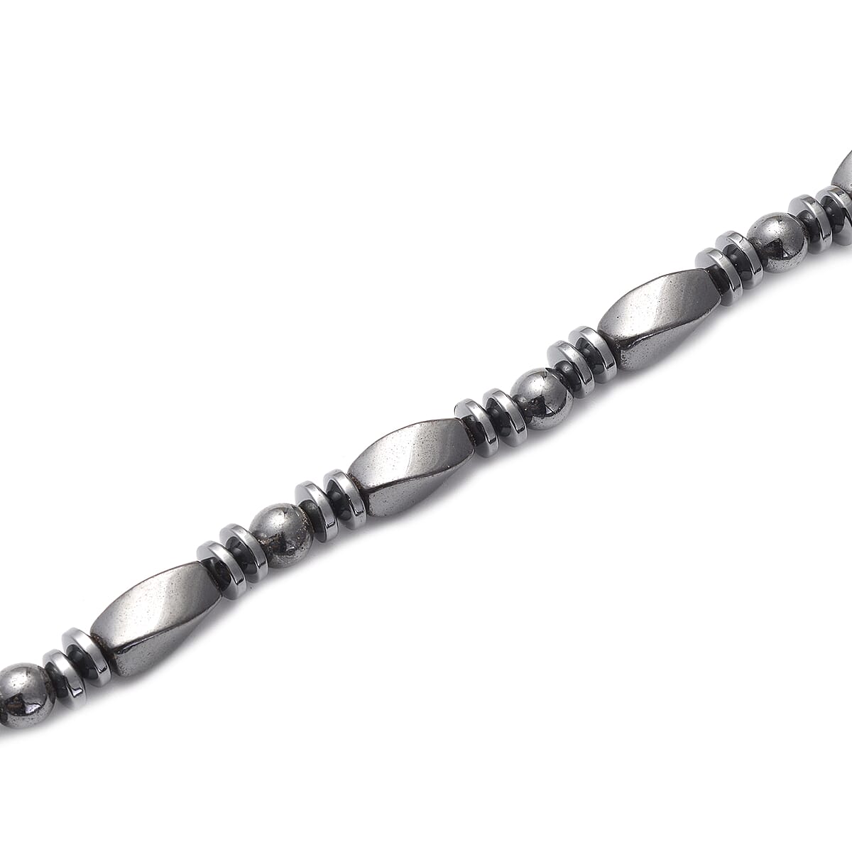 Magnetic By Design Magnetized Hematite Beaded Necklace 20 Inches in Silvertone image number 3