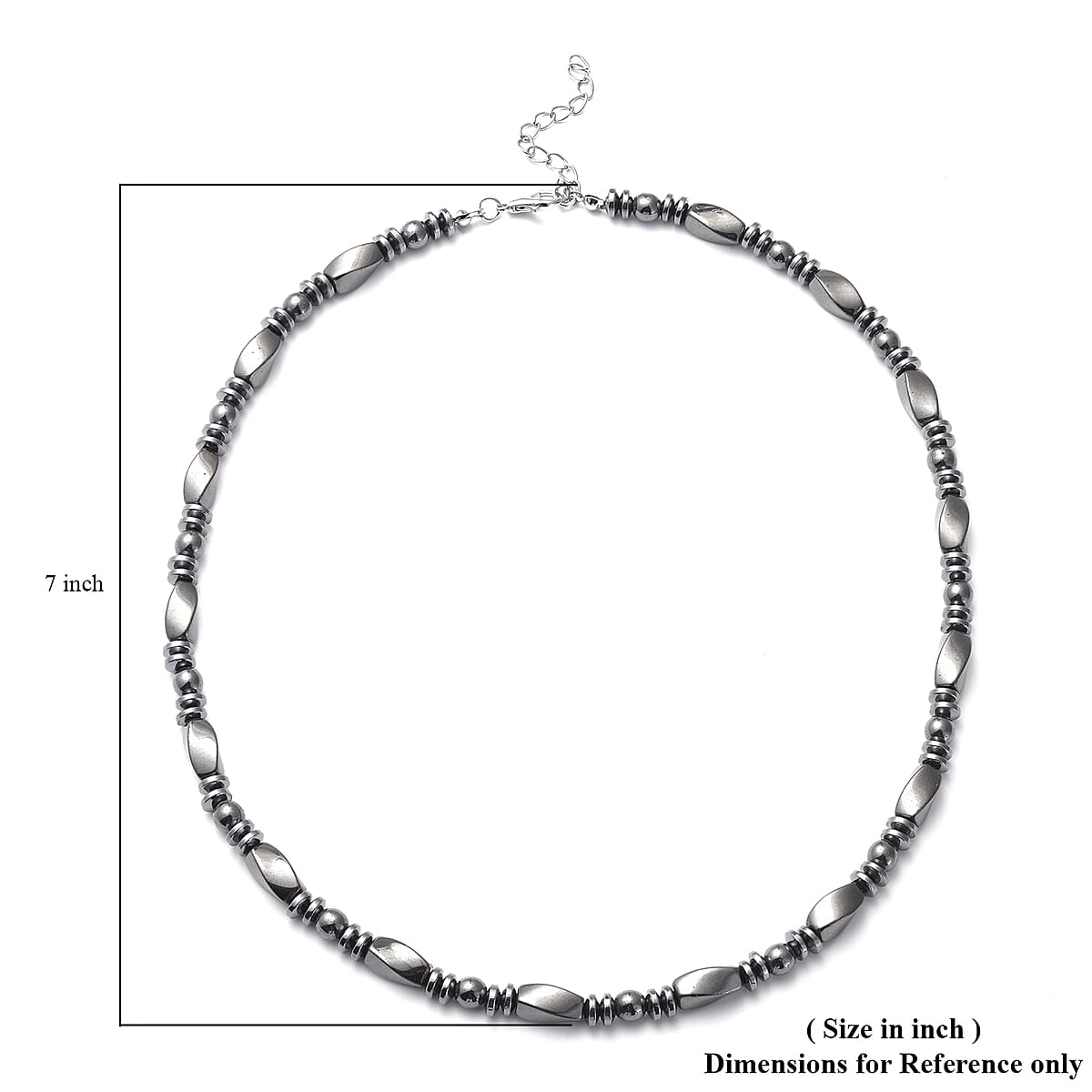 Magnetic By Design Magnetized Hematite Beaded Necklace 20 Inches in Silvertone image number 4