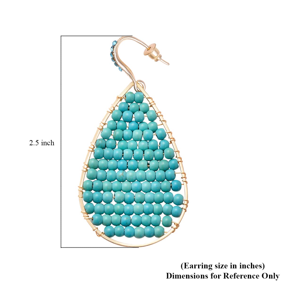 Freshened Blue Howlite and Blue Austrian Crystal Tear Drop Earrings in Goldtone 37.00 ctw image number 3
